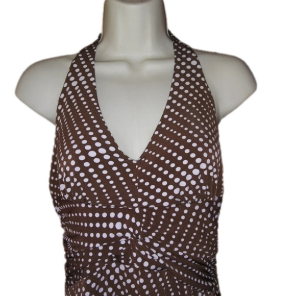 Sushi Flower Retro Brown & White Polka Dot Dress S - Picture 2 of 11